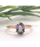 14k Rose Gold 1.76 Carat Grey Genuine Natural Spinel Solitaire Ring (#J7... - $927.51 CAD