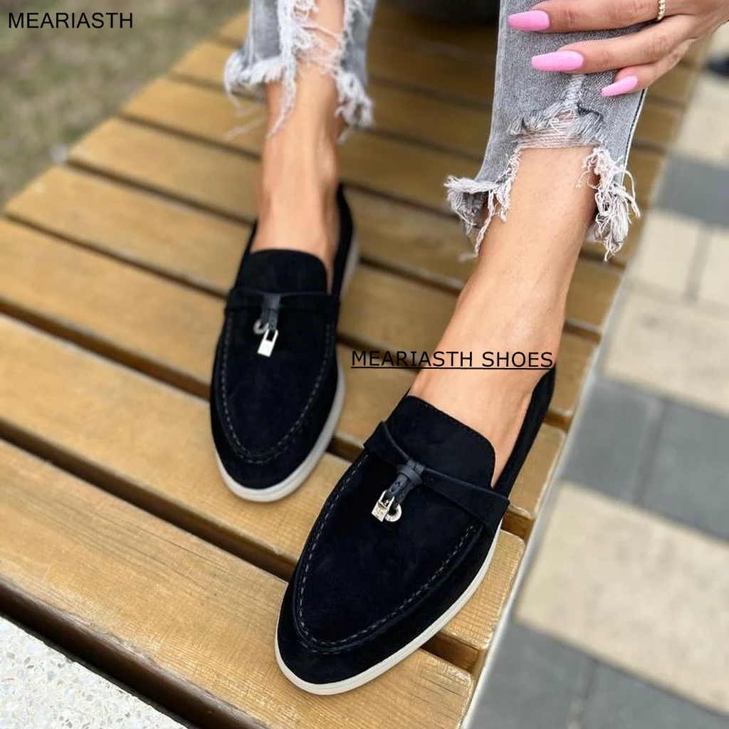top Quality Suede Leather Loafers Women Flat Casual Shoes Fringe Decor M... - $96.69
