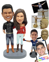 Personalized Bobblehead Cowboy looking couple wearing nice shirts and cool long  - £122.75 GBP