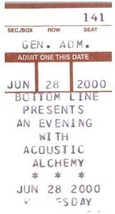 Vintage Acoustic Alchemy Ticket Stub June 8 2000 The Bottom Line New Yor... - $24.74