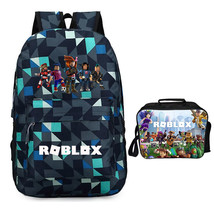 Roblox Backpack Package Summer Series Lunch Box Blue Grid Schoolbag Daypack - £36.98 GBP