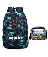 Roblox Backpack Package Summer Series Lunch Box Blue Grid Schoolbag Daypack - £36.71 GBP