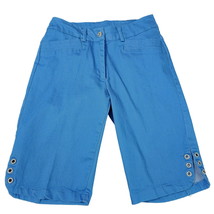 Breezes Womens Bermuda Shorts Blue Size 4 Cotton Blend Stretch Button Zi... - $19.00