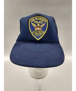 Vintage San Francisco Police Department SnapBack Trucker Mesh Hat Blue R... - $19.79