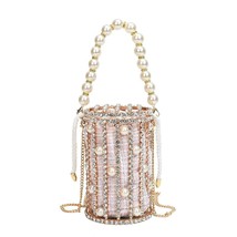 Ndbags wedding party pearls handles crystal basket beaded birdcage clutch bags metallic thumb200