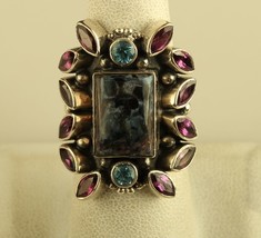 Vtg Sterling Silver Nicky Butler Lapis Topaz Multi Stone Ring Limited 4931/4000 - £102.87 GBP