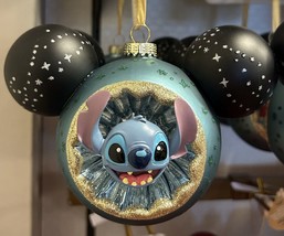 Disney Parks Stitch Mickey Mouse Icon Blown Glass Ornament NWT Lilo &amp; Holiday - £40.08 GBP