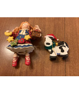 Two Oraments Avon Jolly Cow and Picnic Lady - £9.77 GBP