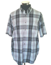 Wrangler Shirt Men&#39;s Size Large Gray Plaid Comfort Flex Button Front Casual - £11.65 GBP