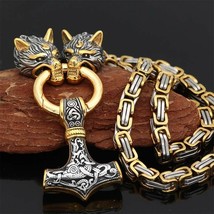 Nordic Vikings Necklace Wolf Head Celtic Amulet Pendant Scandinavian Run... - £21.35 GBP+