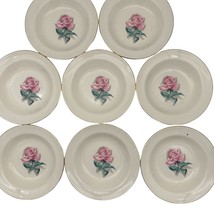Homer Laughlin Eggshell Nautilus Rhythm Rose 2 China Soup Bowls Set of 8... - $36.63