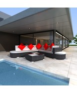  Patio Lounge Set of 8 Black Powder-Coated Steel Large Modular - $15,272.36 MXN