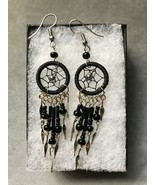 Earrings, Black Dream Catcher, Dangle, Native American, Fish hook ear wires - $320.26 MXN