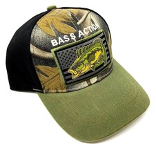 Bass Action Fishing USA American Flag Camouflage Curved Bill Adjustable Hat - £10.10 GBP