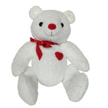 Plush Creations White Valentines Red Heart Bow Teddy Bear Plush 1998 7.25&quot; - £16.10 GBP