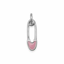 925 Sterling Silver Pink Enamel Safety Pin Charm Hand Bracelet Women Girls Gift - £17.23 GBP