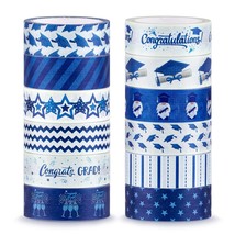 12 Rolls Graduation Washi Tape Blue White Congrats Grad Washi Masking Tape Congr - £15.79 GBP