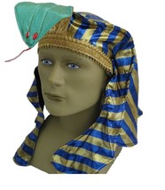 Blue Gold Pharaoh Hat King Tut Egyptian Roman Greek Men Costume Accessor... - $29.99