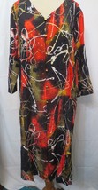 Diane Gilman 100% Silk Graphic Print Sequins Kaftan Dress Size M - £58.73 GBP