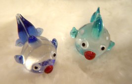 Hand Blown Glass Fish Lampwork Art Glass Set of 2 - £11.98 GBP