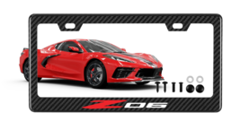 Z06 Corvette C8  RED &amp; WHITE TRUE Carbon Fiber License Plate Frame - $41.87