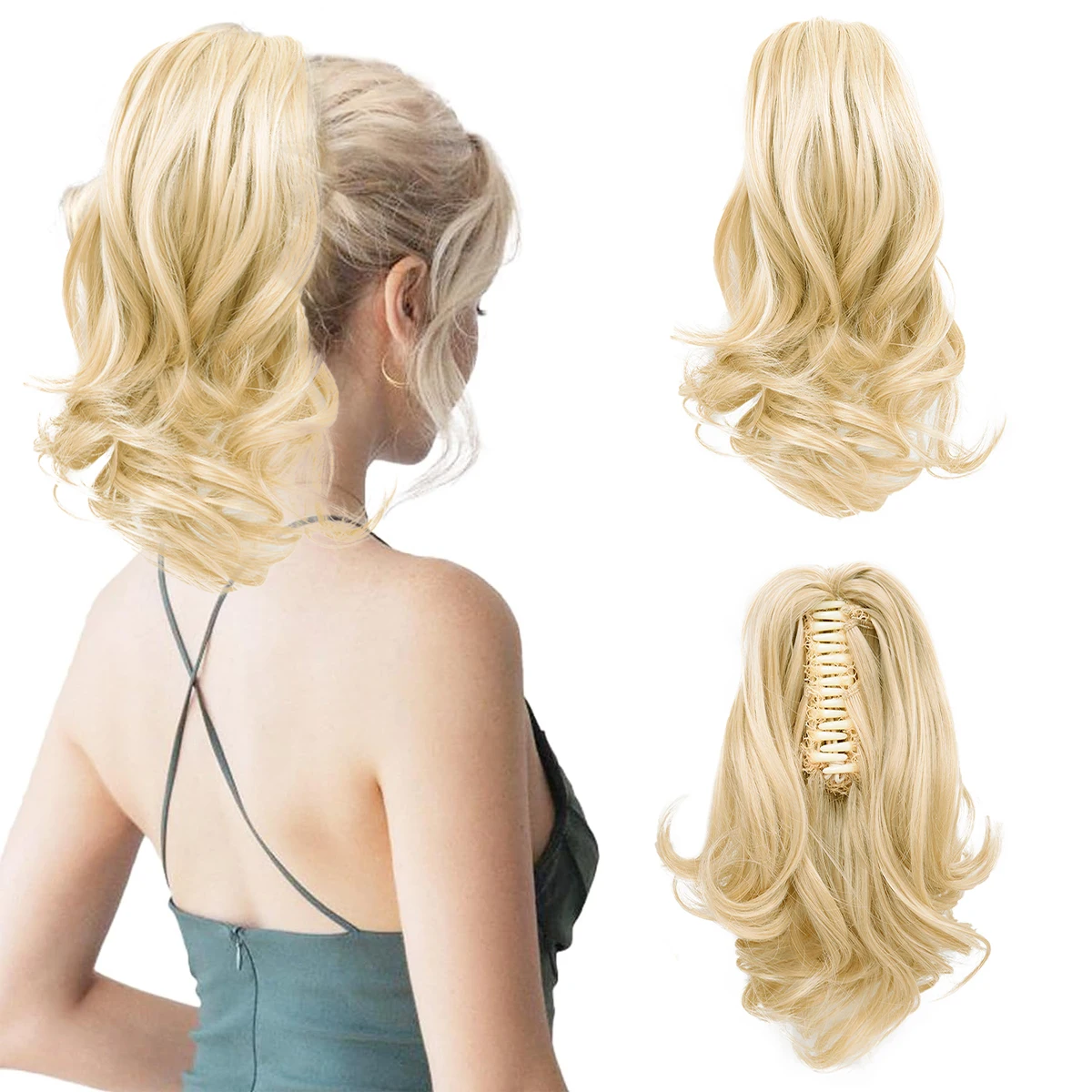Short Ponytail Curly Hair Claw Synthetic Hair Pony Tail Clip In Hair Extensions - £13.96 GBP