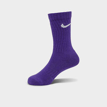NIKE EVERYDAY PLUS Performance Cushion Crew Socks PURPLE WHITE YOUTH SIZ... - $13.76
