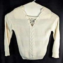 Womens Long Sleeve Knit Sweatshirt Size Large White Cream (No Boundaries) - £11.05 GBP