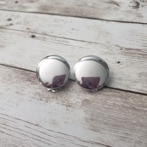 Vintage Coro Clip On Earrings Silver Tone Mirrored Circle - £11.57 GBP