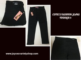 Cutie&#39;s Fashion Jeans Pants SZ 4 Toddler Stretch Waist Black NWT - $10.99