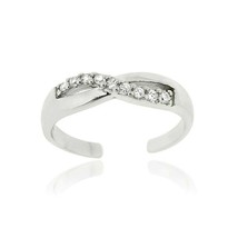 .925 Sterling Silver Round Cut Sim Diamond Infinity Toe Ring - £15.03 GBP