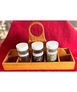Vintage Novelty Wood Handcrafted Spice Jar Carrier 11.5 x 5&quot; 10 Divided ... - $373.95 MXN
