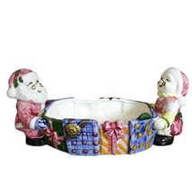 Vintage 1999 Loomco Pottery Mr &amp; Mrs Clause Candy Dish 11” x 4 x 5” - $9.99