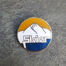 Vintage SKIER Mountains Round Winter Sports Travel Ski Souvenir Lapel Ha... - £4.76 GBP