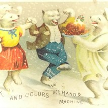 J P Coats Anthropomorphic Dressed Polar Bears Dancing Celebration 1887 - $45.95