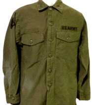 US Army Vietnam Cotton Sateen Utility Shirt With Patches OG 107  15 1/2 ... - £19.90 GBP