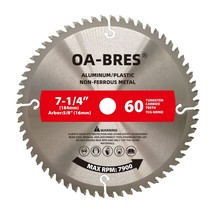 7-1/4-Inch 60 Tooth Aluminum Non-Ferrous Metal Saw Blade With, Upgrade T... - £23.64 GBP