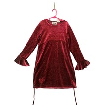 Speechless Girls Size 10 Long Sleeve Velour Sparkle Stripe Bell Sleeve Belted - £11.44 GBP