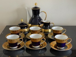 Vintage Echt Weimar Cobalt Blue and Gold Harmonie Pattern 7326 Coffee Set - £232.85 GBP