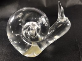Handmade Bubbled Glass Snail Paperweight Figurine Taiwan R O C VTG 3.5&quot;x3.0&quot; - £7.67 GBP