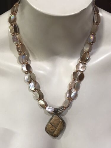 LUC SIGNED STERLING SILVER 925  PEARL &mop NECKLACE 20.25" HEAVY 43 Grams 18” - $85.00