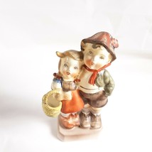 Boy and Girl With Basket Figurine Ceramic Spring Decor - £20.51 GBP