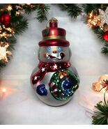 Vintage Frosty The Snowman Fragile colorful Glass Christmas Ornament 10”... - $356.96 MXN