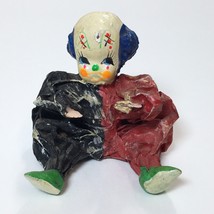 Vtg Paper Mache Clown Handmade Folk Art Scary Little Guy Creepy Happy Smiley - £6.84 GBP