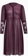 Torrid Clip Dot Maxi Kimono Long Puff Lace Sleeve Plum Color SZ 00, M/L, 10 - £24.10 GBP