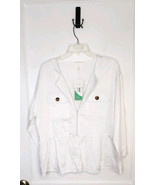 NWT Size Medium Hester Orchard White 100% Tencel Peplum Blouse Top - $22.44