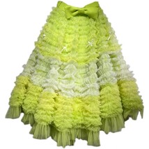 Yellow Midi Tiered Tulle Skirt Outfit Women Custom Plus Size Flare Tulle Skirt image 5