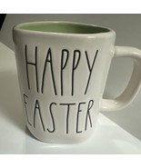Rae Dunn Happy Easter Ceramic Coffee Mug White Outside Pale Green Inside... - £15.58 GBP