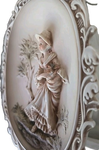 Vintage ~ Lefton Porcelain COLONIAL WOMAN Wall Plaque ~ 6" x 8.25" ~ KW115 Japan Item image 2
