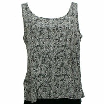 Eileen Fisher Pewter Gray Black Roadster Print Silk Crepe Chine Tank Top S - £79.63 GBP